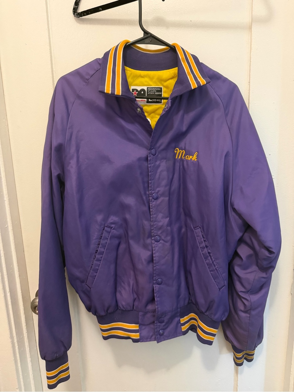 Purple & Yellow Varsity Jacket with Embroidered